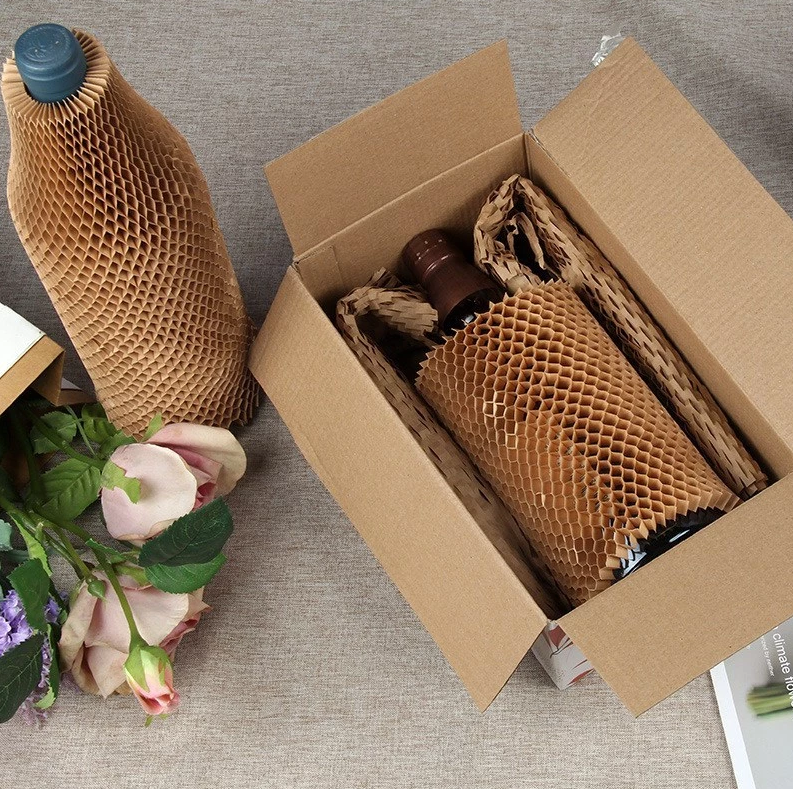 5pcs 3D Honeycomb Paper Protective Sleeve for Bottles - Red Wine, Hollow Shock-Absorbing Grid Design