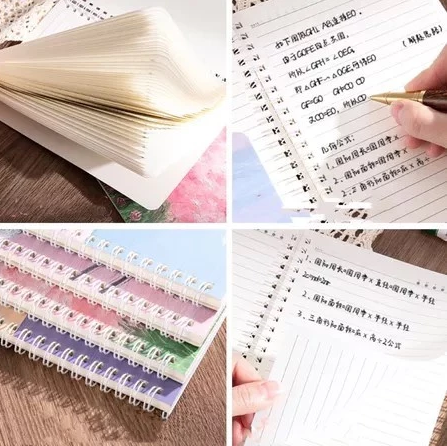 Oil Painting Notebook Set - 4 Assorted Spiral Journals Cherry Blossoms, Mt. Fuji, Pastel
