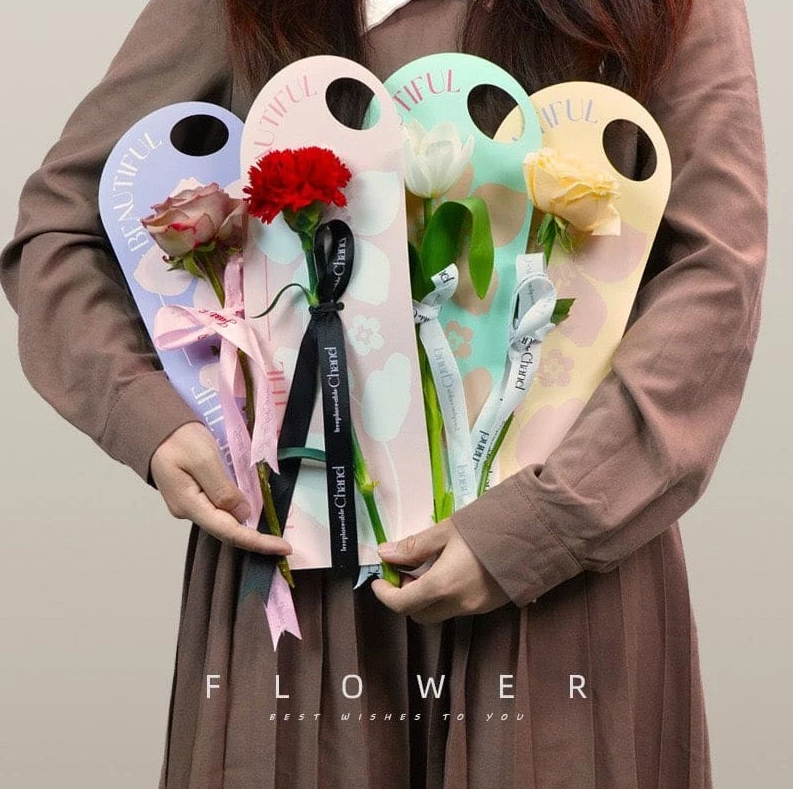 | 5pcs/set Single Flower Paper Card Packaging Paper Handheld for Mother's day | Gift ideas