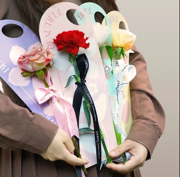 | 5pcs/set Single Flower Paper Card Packaging Paper Handheld for Mother's day | Gift ideas