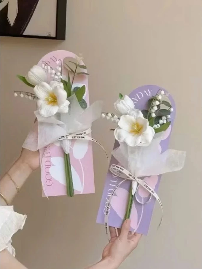 | 5pcs/set Single Flower Paper Card Packaging Paper Handheld for Mother's day | Gift ideas