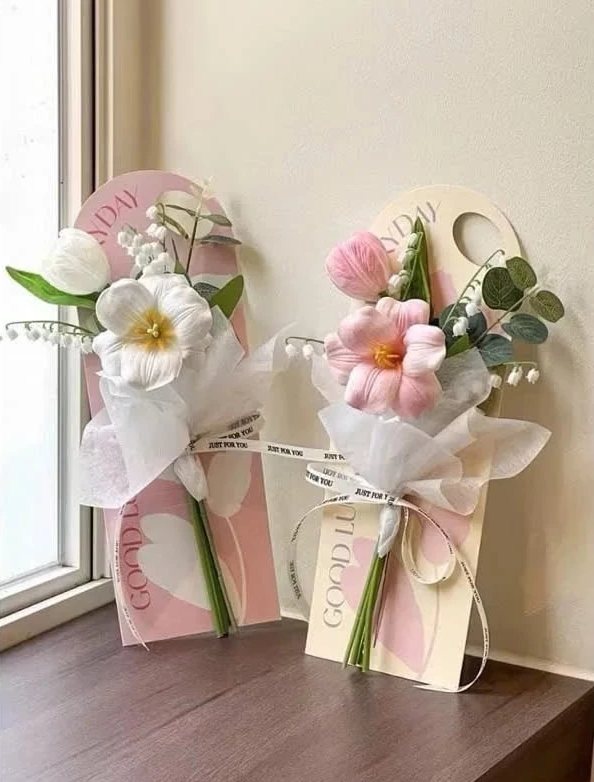 | 5pcs/set Single Flower Paper Card Packaging Paper Handheld for Mother's day | Gift ideas