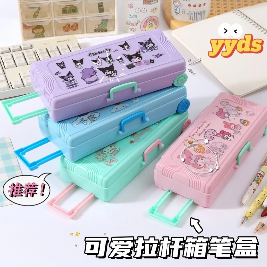 Double-Layer Trolley Pencil Case - Large Capacity Student Organizer multifunctional suitcase