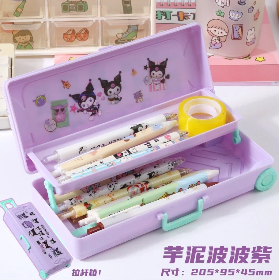 Double-Layer Trolley Pencil Case - Large Capacity Student Organizer multifunctional suitcase