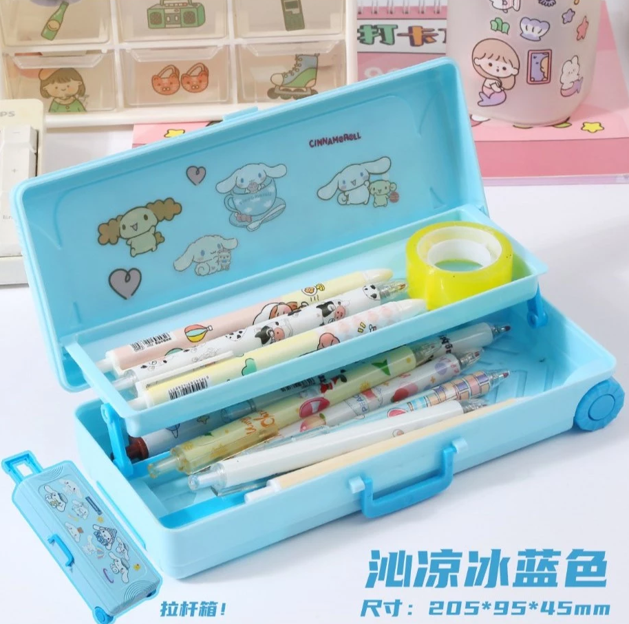 Double-Layer Trolley Pencil Case - Large Capacity Student Organizer multifunctional suitcase