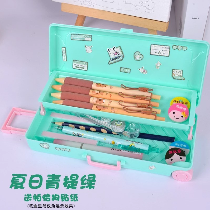 Double-Layer Trolley Pencil Case - Large Capacity Student Organizer multifunctional suitcase