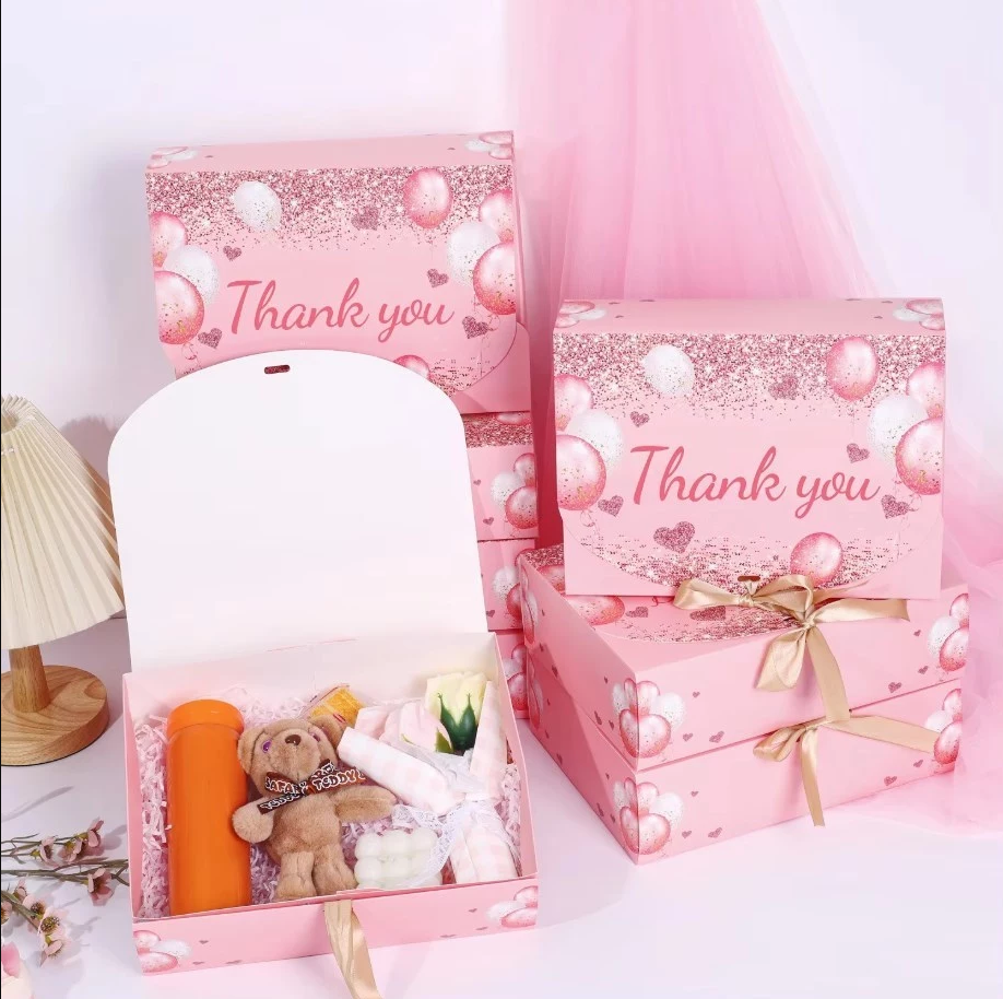 5pcs Thank You Gift Boxes - Wedding, Valentine's Day Favor Packaging Boxes with Ribbon Bow
