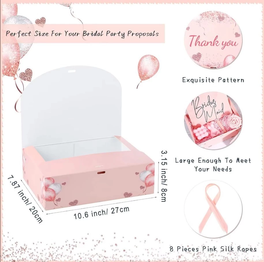 5pcs Thank You Gift Boxes - Wedding, Valentine's Day Favor Packaging Boxes with Ribbon Bow