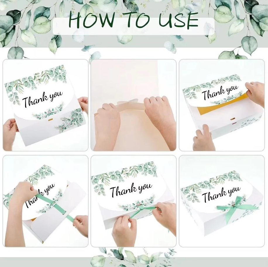 5pcs Thank You Gift Boxes - Wedding, Valentine's Day Favor Packaging Boxes with Ribbon Bow