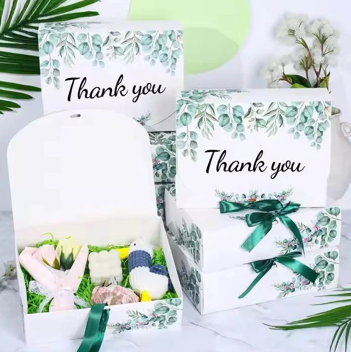 5pcs Thank You Gift Boxes - Wedding, Valentine's Day Favor Packaging Boxes with Ribbon Bow
