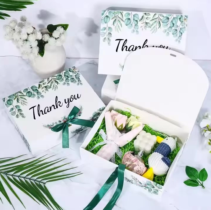 5pcs Thank You Gift Boxes - Wedding, Valentine's Day Favor Packaging Boxes with Ribbon Bow