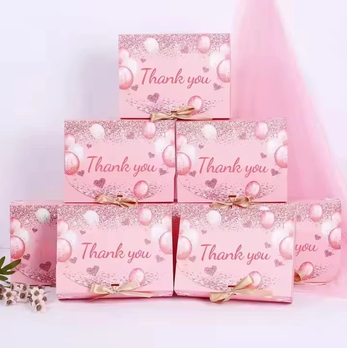 5pcs Thank You Gift Boxes - Wedding, Valentine's Day Favor Packaging Boxes with Ribbon Bow