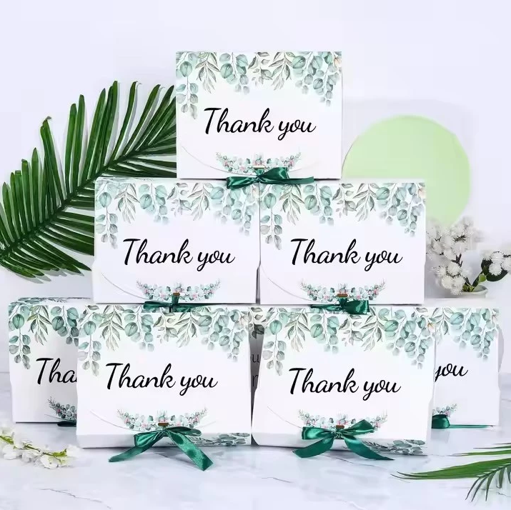 5pcs Thank You Gift Boxes - Wedding, Valentine's Day Favor Packaging Boxes with Ribbon Bow