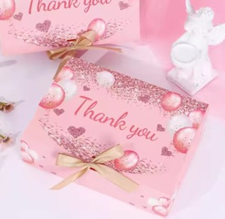 5pcs Thank You Gift Boxes - Wedding, Valentine's Day Favor Packaging Boxes with Ribbon Bow