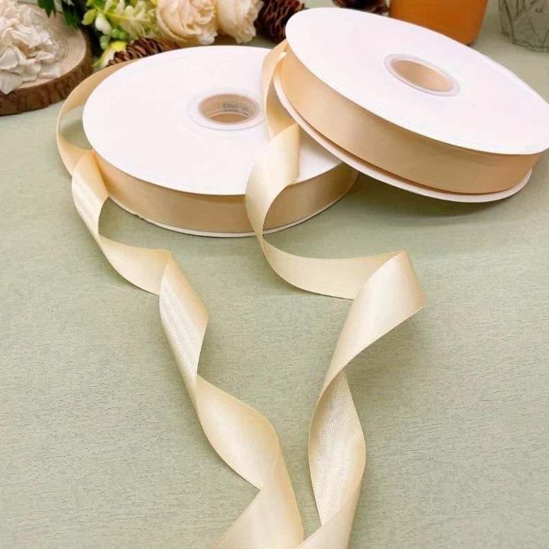 Elegant BEIGE Satin Ribbon 2.5cm x 5 Yards for Wedding & Party Decorations