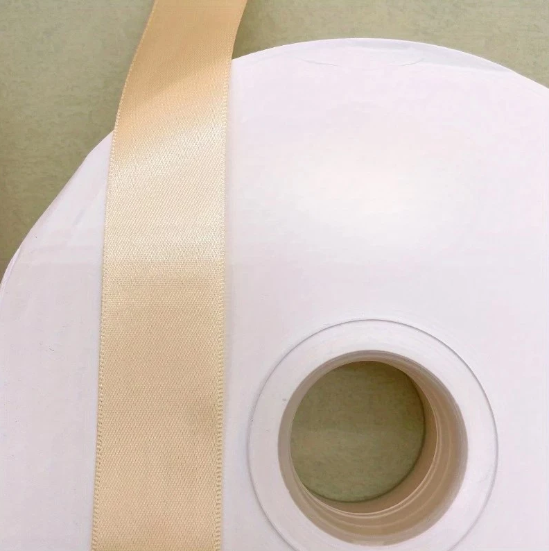 Elegant BEIGE Satin Ribbon 2.5cm x 5 Yards for Wedding & Party Decorations