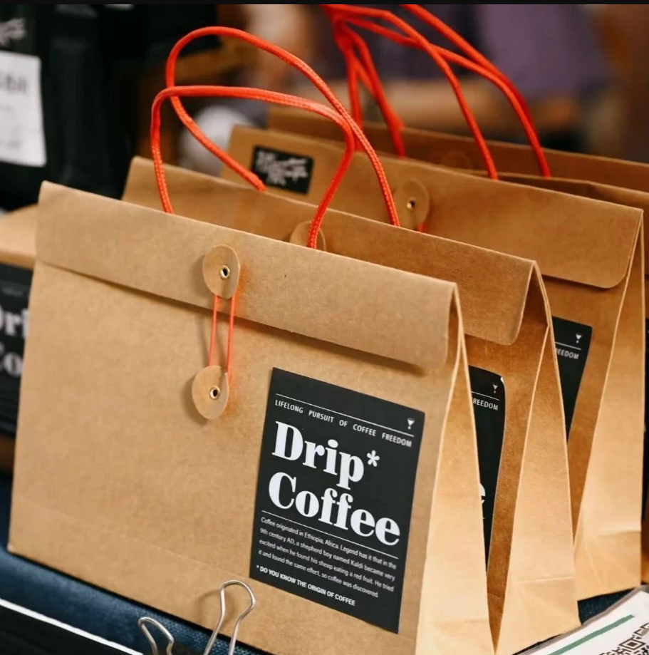 5PCS | Drip Coffee Handle Bags W/ Sticker – Versatile Packaging for Coffee, Snacks & Baked