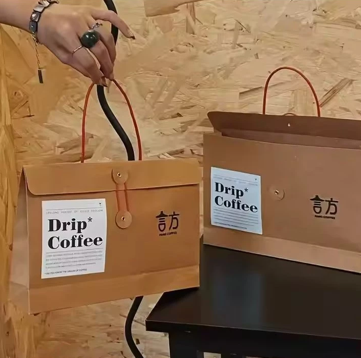 5PCS | Drip Coffee Handle Bags W/ Sticker – Versatile Packaging for Coffee, Snacks & Baked