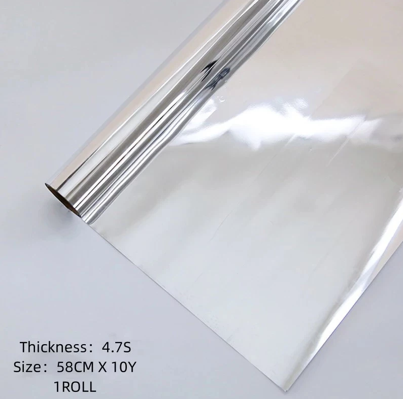 Mirror Finish Wrapping Paper Roll Shiny Metallic Gift Wrap for Birthday, Christmas, Wedding (Silver)