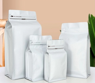 50pcs Coffee Stand Up Pouch with Valve and Pulltab Gusset Type Flat Bottom