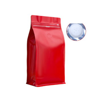 50pcs Coffee Stand Up Pouch with Valve and Pulltab Gusset Type Flat Bottom