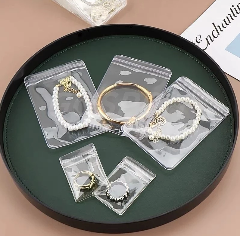 5Pcs PVC Transparent Jewelry Bags Earring Pendant Necklace Bracelet Jewelery Storage, Ziplock Bags