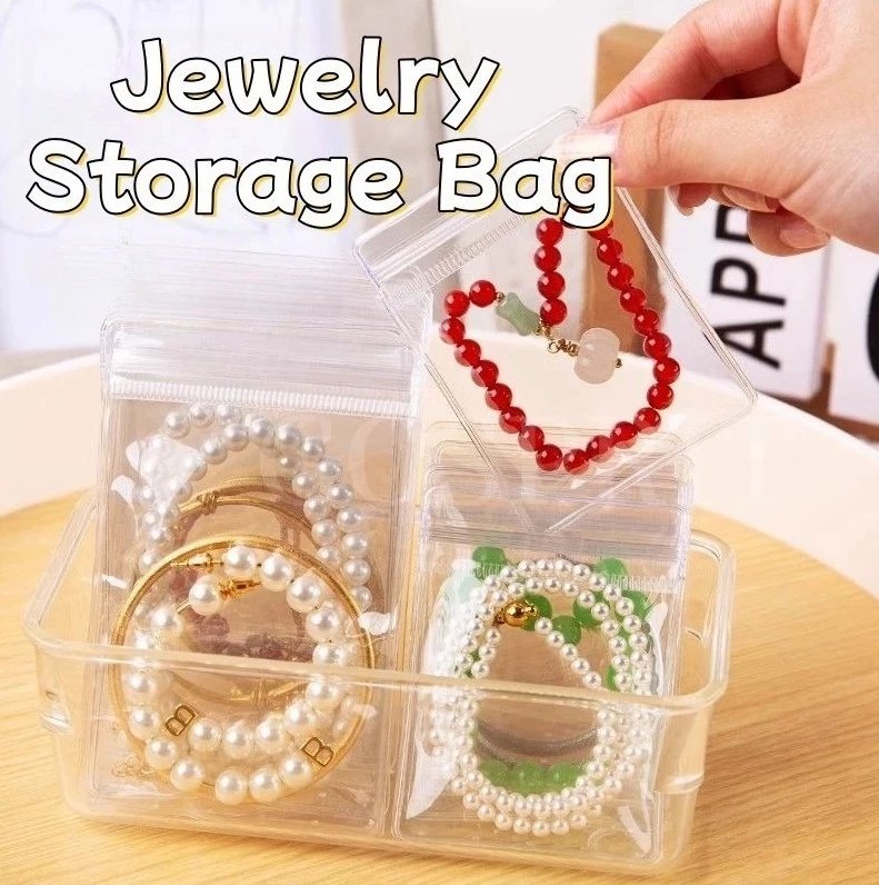 5Pcs PVC Transparent Jewelry Bags Earring Pendant Necklace Bracelet Jewelery Storage, Ziplock Bags