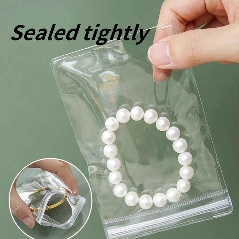 5Pcs PVC Transparent Jewelry Bags Earring Pendant Necklace Bracelet Jewelery Storage, Ziplock Bags