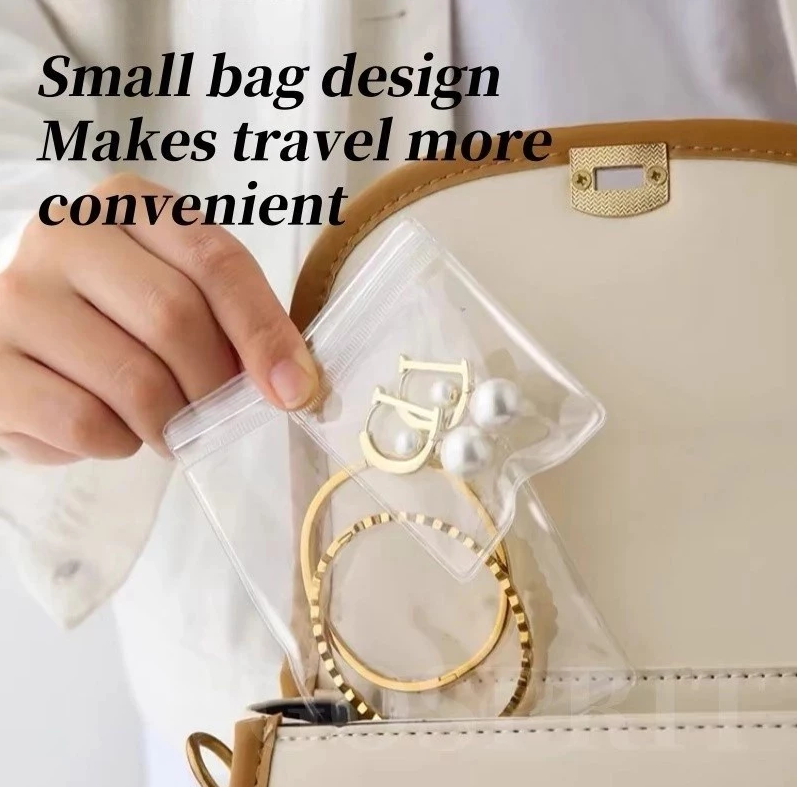 5Pcs PVC Transparent Jewelry Bags Earring Pendant Necklace Bracelet Jewelery Storage, Ziplock Bags