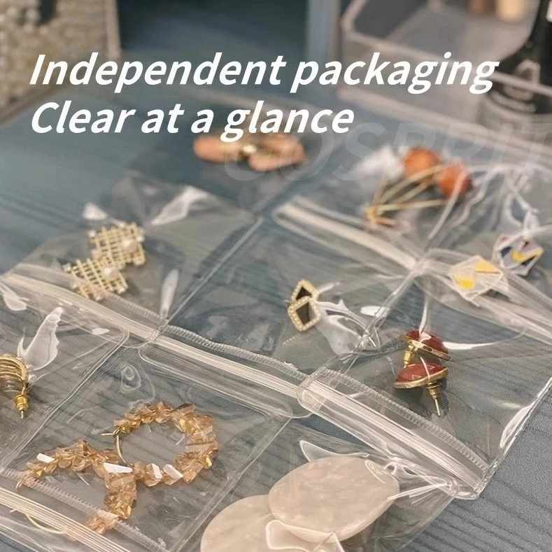 5Pcs PVC Transparent Jewelry Bags Earring Pendant Necklace Bracelet Jewelery Storage, Ziplock Bags