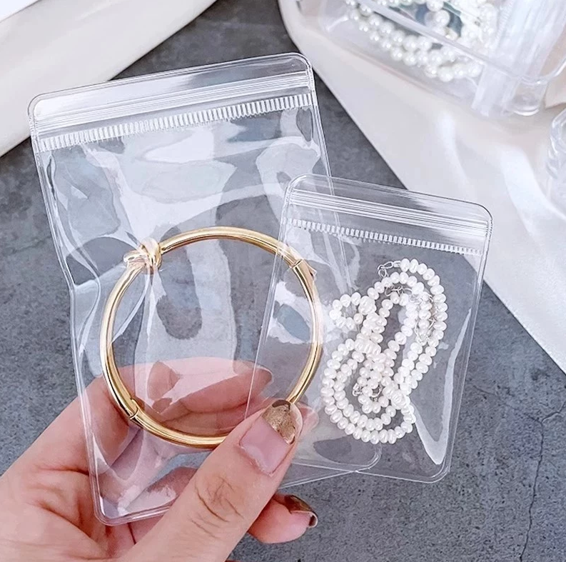 5Pcs PVC Transparent Jewelry Bags Earring Pendant Necklace Bracelet Jewelery Storage, Ziplock Bags