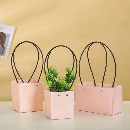 1pc Kraft paper flower tote bag Flower Bouquet Packaging Bag Handbags for Wedding Party