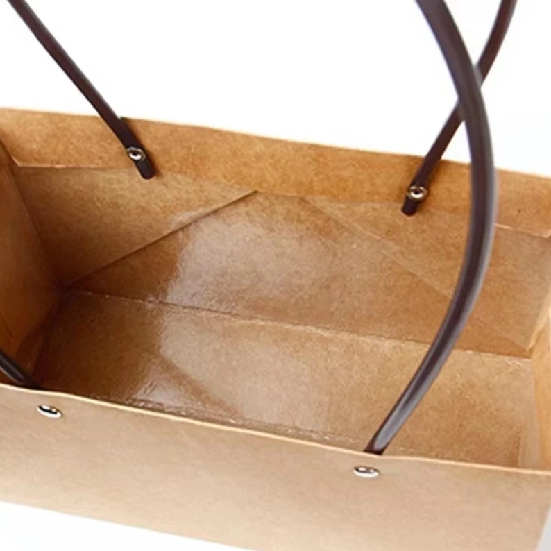 1pc Kraft paper flower tote bag Flower Bouquet Packaging Bag Handbags for Wedding Party