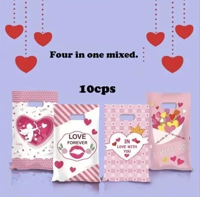 10pcs Hand held Valentine’s Gift Bag Valentine's bag Candy Cookies Tote Bag Party Loot Bag