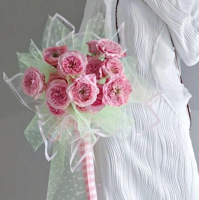 20pcs Clear Colored edge flower wrapping paper cellophane transparent Waterproof bouquet