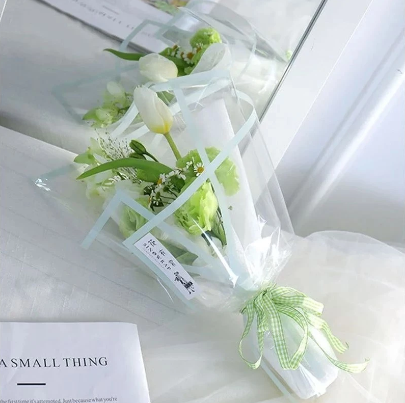 20pcs Clear Colored edge flower wrapping paper cellophane transparent Waterproof bouquet