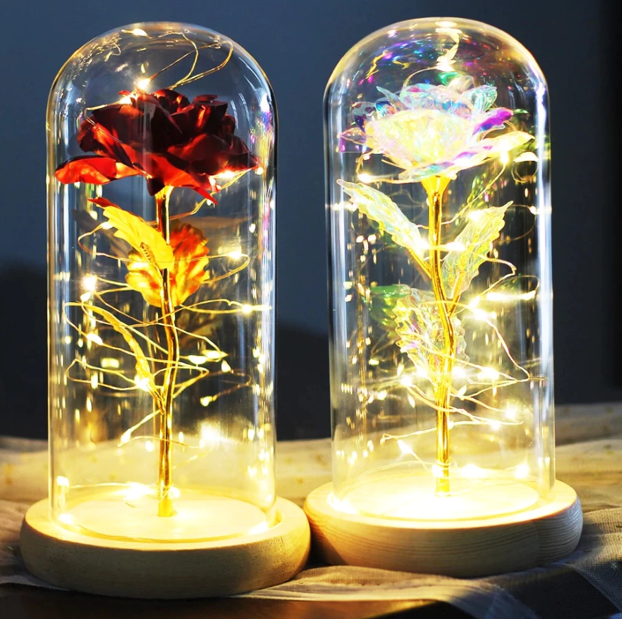 LED Galaxy Rose Lamp Glass Cover Birthday Gift for Girlfriend Mother's Day Valentine's Day