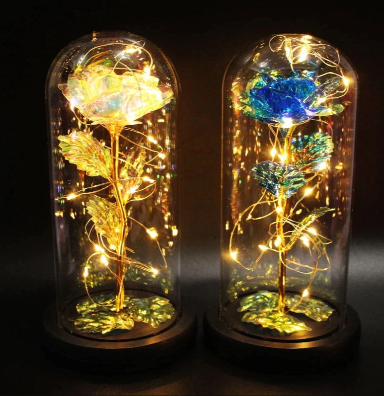 LED Galaxy Rose Lamp Glass Cover Birthday Gift for Girlfriend Mother's Day Valentine's Day