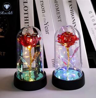 LED Galaxy Rose Lamp Glass Cover Birthday Gift for Girlfriend Mother's Day Valentine's Day