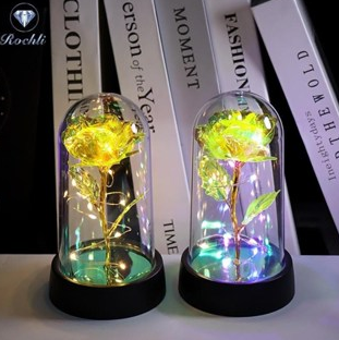 LED Galaxy Rose Lamp Glass Cover Birthday Gift for Girlfriend Mother's Day Valentine's Day