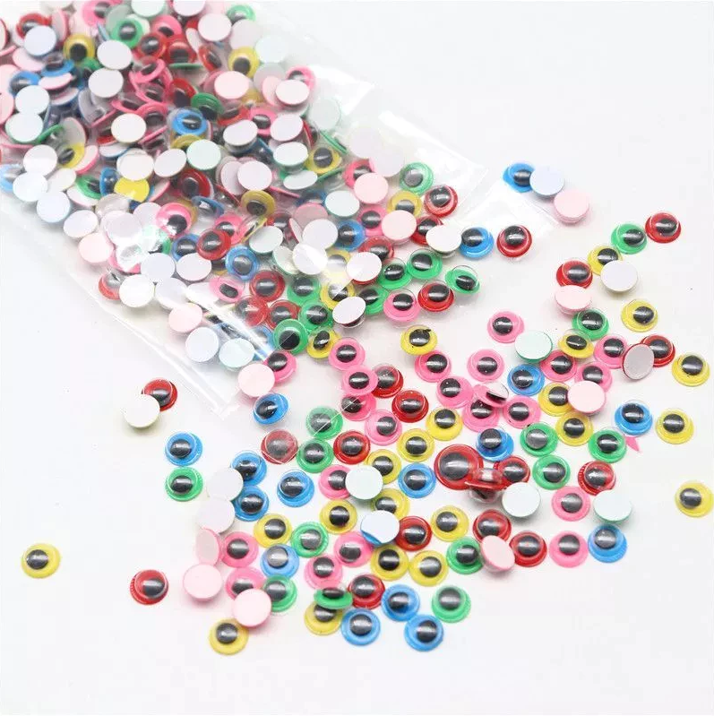 100pcs Wiggly Googly Eyes Stickers Black/Colorful Googly Doll Eye Sticker DIY Accessory