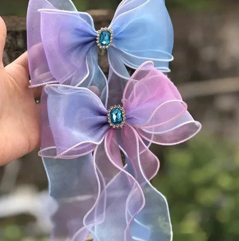 Fantasy fish tail Gradient yarn pleated yarn Ribbon With Wavy Edge Wrap Flower Gift Decor
