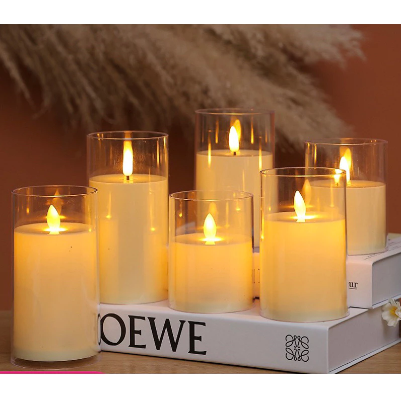 Led Glass Candle Flameless Candle With Glass Cover for Home Wedding Party XMAS Decorations