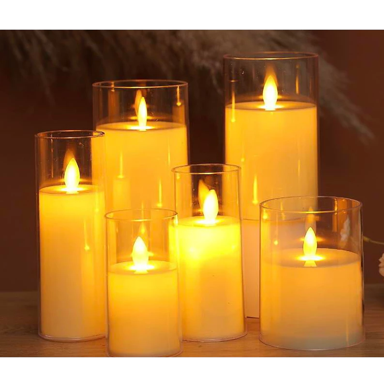 Led Glass Candle Flameless Candle With Glass Cover for Home Wedding Party XMAS Decorations