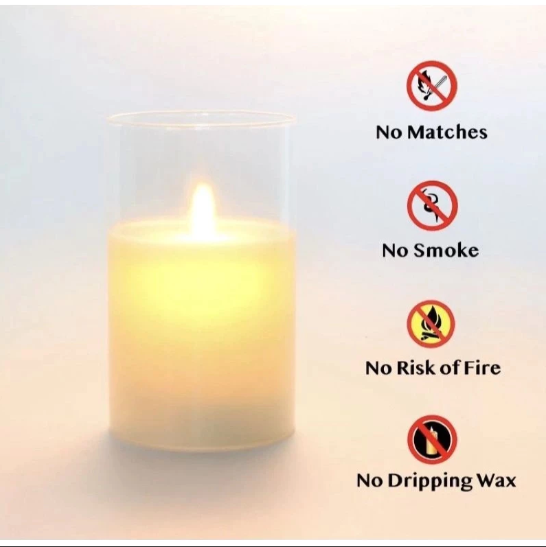 Led Glass Candle Flameless Candle With Glass Cover for Home Wedding Party XMAS Decorations