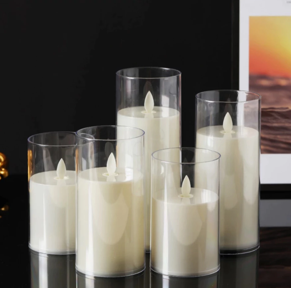 Led Glass Candle Flameless Candle With Glass Cover for Home Wedding Party XMAS Decorations