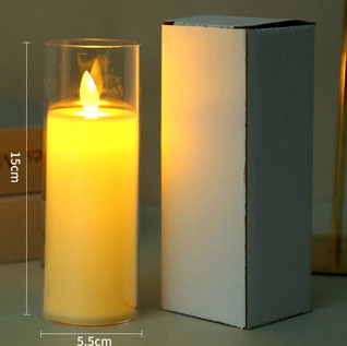 Led Glass Candle Flameless Candle With Glass Cover for Home Wedding Party XMAS Decorations
