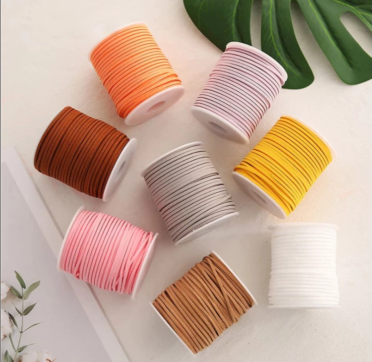 1roll Leather Cord Rope - Non-Elastic Vibrant Multicolor Craft Thread DIY, double-sided