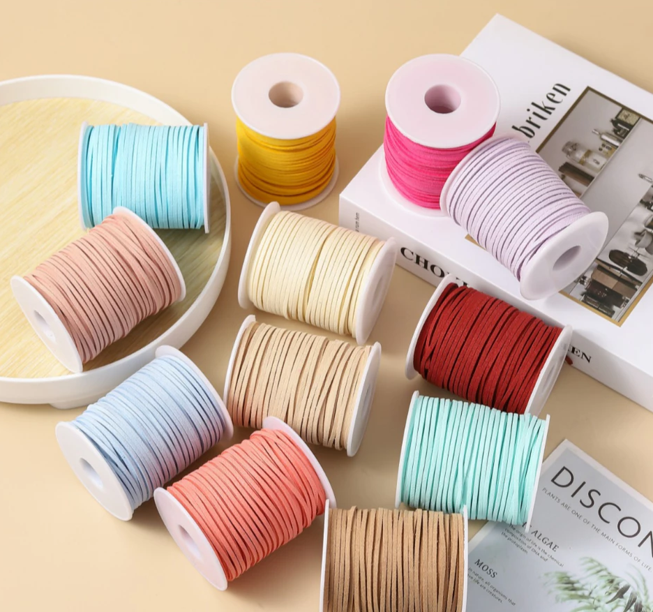 1roll Leather Cord Rope - Non-Elastic Vibrant Multicolor Craft Thread DIY, double-sided