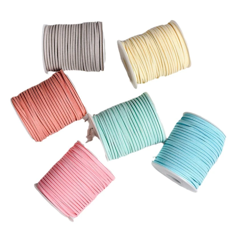 1roll Leather Cord Rope - Non-Elastic Vibrant Multicolor Craft Thread DIY, double-sided